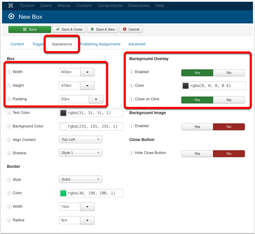 engagebox appearance tab 882x810